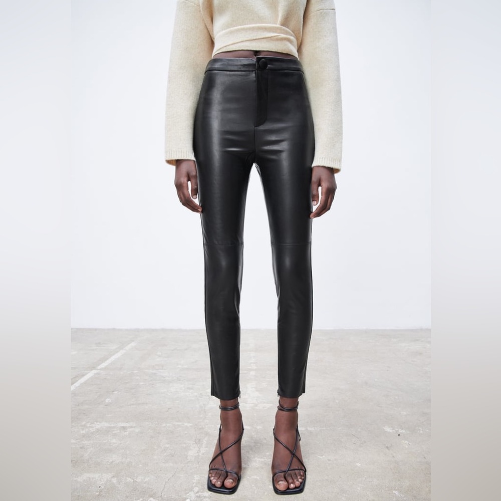 Zara Black Faux Leather Pants Size S